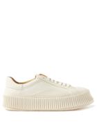 Jil Sander - Ribbed-sole Leather Trainers - Womens - White