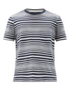 Matchesfashion.com Albam - Harrison Striped Cotton-jersey T-shirt - Mens - Navy