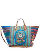 Christian Louboutin Mexicaba Crest-embroidered Striped Tote