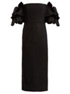 Matchesfashion.com Alexachung - Tiered Sleeve Cloqu Dress - Womens - Black