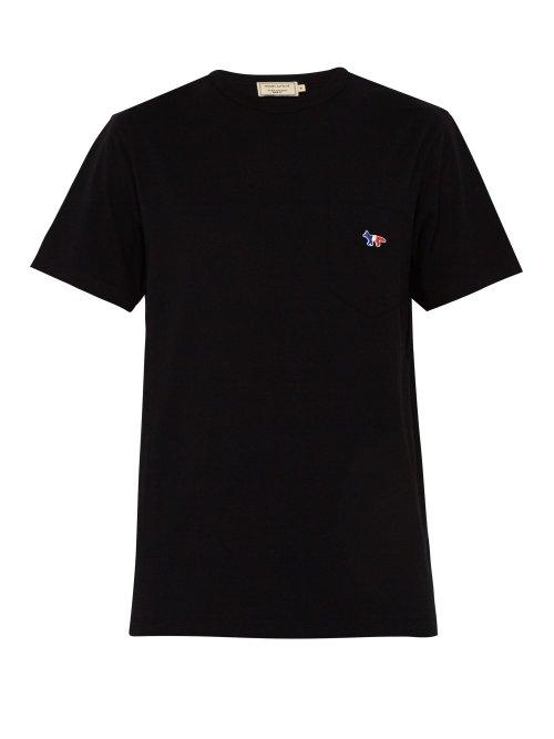 Matchesfashion.com Maison Kitsun - Fox Patch Cotton Jersey T Shirt - Mens - Black