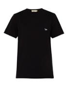 Matchesfashion.com Maison Kitsun - Fox Patch Cotton Jersey T Shirt - Mens - Black