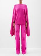Valentino - Exaggerated-sleeve Wool Sweater - Womens - Pink