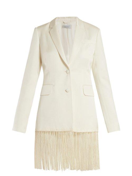 Matchesfashion.com Gabriela Hearst - Jose Fringed Satin Blazer - Womens - Ivory