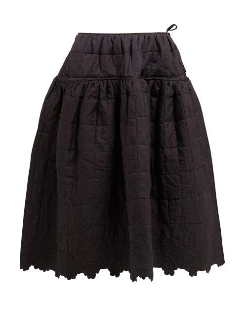 Matchesfashion.com Cecilie Bahnsen - Rosie Quilted Cotton Midi Skirt - Womens - Black