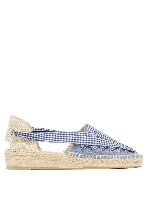 Matchesfashion.com Castaer - Grace Gingham And Canvas Espadrilles - Womens - Navy
