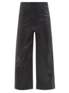 Ladies Rtw Totme - Cropped Wide-leg Leather Trousers - Womens - Black