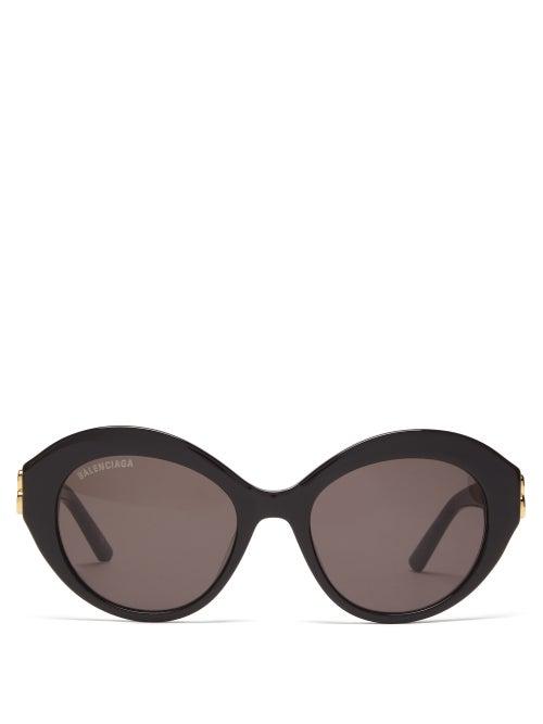 Matchesfashion.com Balenciaga - Dynasty Oval Acetate Sunglasses - Womens - Black