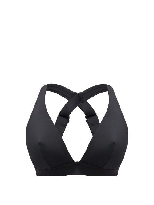 Matchesfashion.com Form And Fold - The Tri Crossover-back D-g Bikini Top - Womens - Black