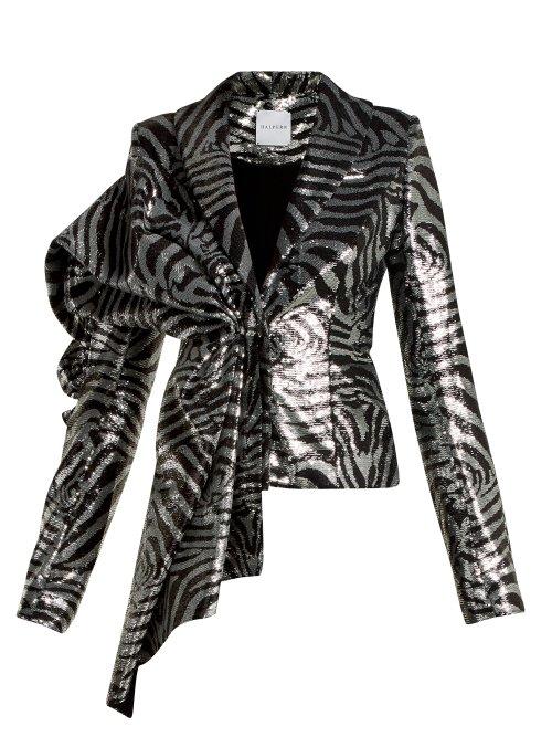 Matchesfashion.com Halpern - Zebra Stripe Sequined Jacket - Womens - Silver Multi