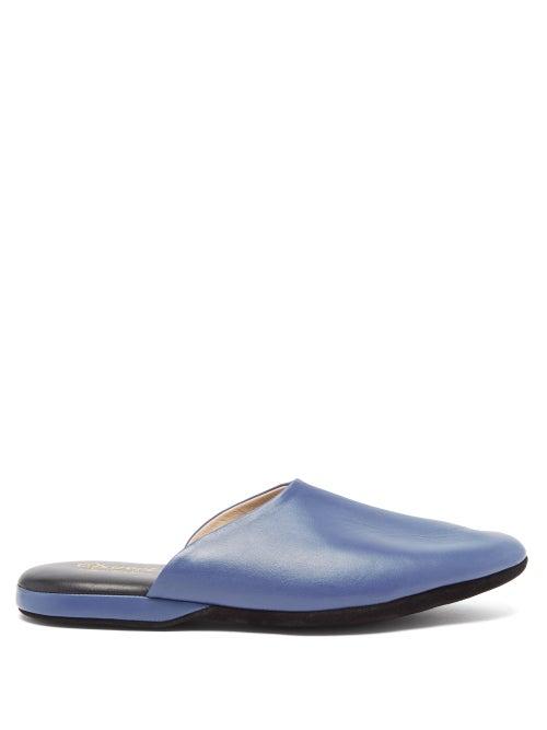 Charvet - Leather Slippers - Mens - Blue