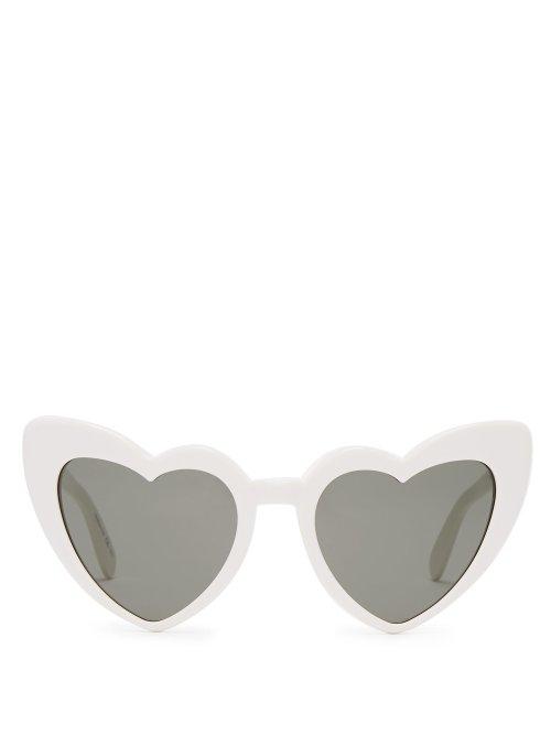 Matchesfashion.com Saint Laurent - Loulou Heart Shaped Acetate Sunglasses - Womens - White
