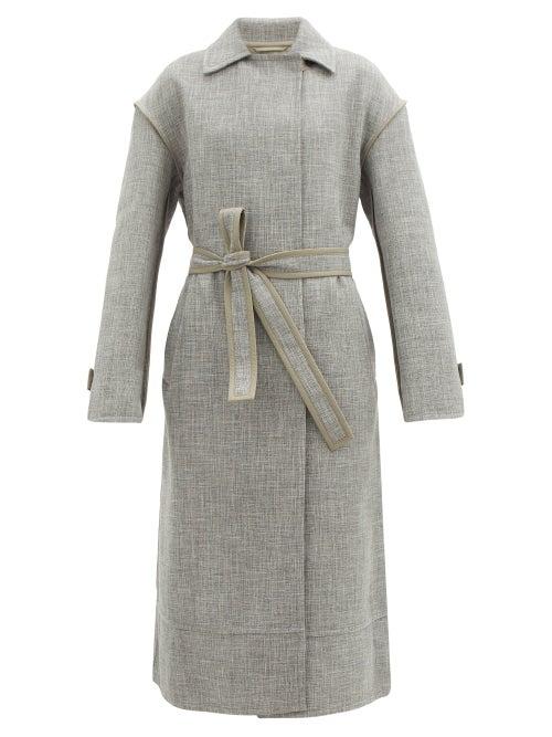 Matchesfashion.com Jil Sander - Belted Slubbed-weave Coat - Womens - Grey