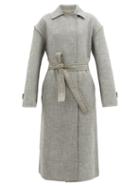 Matchesfashion.com Jil Sander - Belted Slubbed-weave Coat - Womens - Grey