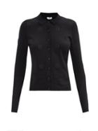 Ladies Rtw Fendi - Ff  Jour-logo Collared Cotton Cardigan - Womens - Black