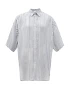 Matchesfashion.com Raey - Wide-sleeve Striped Silk Shirt - Womens - Blue Multi