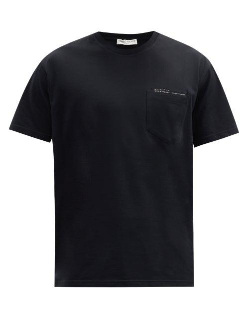 Matchesfashion.com Givenchy - Logo-print Patch-pocket Cotton-jersey T-shirt - Mens - Black