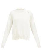 Matchesfashion.com Maison Margiela - Distressed Side-slit Sweater - Womens - Cream