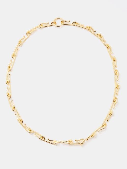 All Blues - Hook 18kt Gold-plated Sterling-silver Necklace - Womens - Yellow Gold