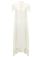 Matchesfashion.com Ann Demeulemeester - Ruffled Neck Linen-blend Shirt Dress - Womens - White