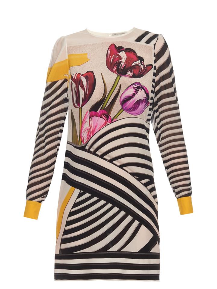 Mary Katrantzou Christie Tulip Stripe-print Silk-chiffon Dress