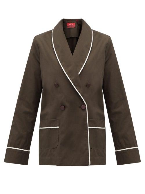 Matchesfashion.com F.r.s - For Restless Sleepers - Ate Piped Double-breasted Cotton Jacket - Womens - White Multi