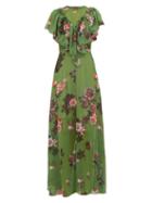 Matchesfashion.com Preen By Thornton Bregazzi - Irisa Gathered Floral Print Georgette Maxi Dress - Womens - Green Multi