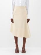 Jil Sander - Asymmetric-hem Gabardine Midi Skirt - Womens - Beige