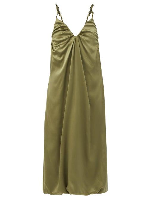 Matchesfashion.com Dodo Bar Or - Libi Ruched Silk-satin Dress - Womens - Khaki