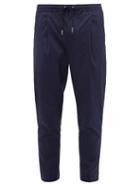 Matchesfashion.com Moncler - Sportivo Pleated Stretch-cotton Jersey Track Pants - Mens - Navy