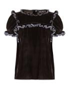 Matchesfashion.com Jupe By Jackie - Laneway Ruffle Trimmed Silk Velvet Top - Womens - Black