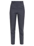 Maison Margiela - Zip-pocket Slim-leg Twill Tailored Trousers - Womens - Dark Grey