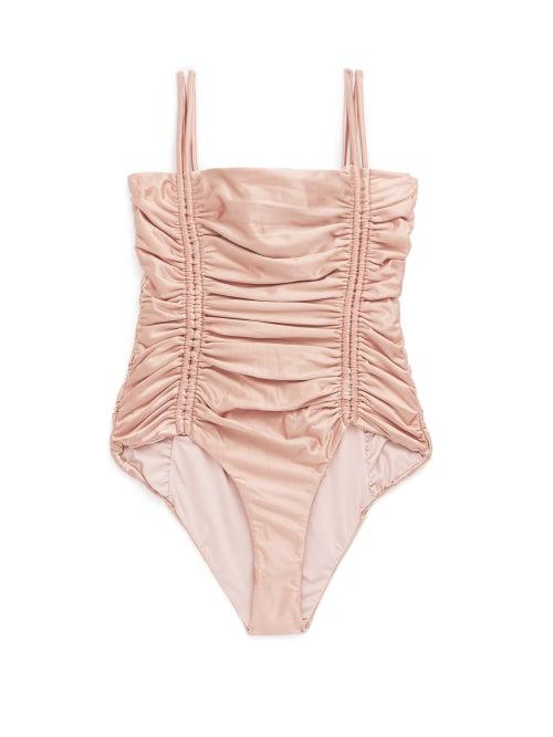 Matchesfashion.com Isa Boulder - Chandler Tie-straps Ruched Swimsuit - Womens - Dark Pink
