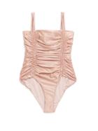 Matchesfashion.com Isa Boulder - Chandler Tie-straps Ruched Swimsuit - Womens - Dark Pink