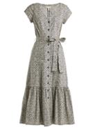 Matchesfashion.com Rebecca Taylor - Lauren Floral Print Cotton Poplin Dress - Womens - Navy Print