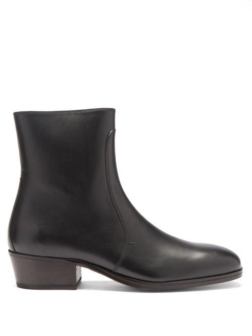 Mens Shoes Lemaire - Zipped Leather Boots - Mens - Black