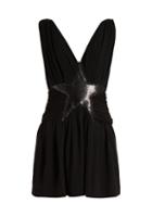 Matchesfashion.com Saint Laurent - Star Embellished Mini Dress - Womens - Black