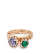 Selim Mouzannar Diamond, Emerald, Tanzanite & Pink-gold Rings