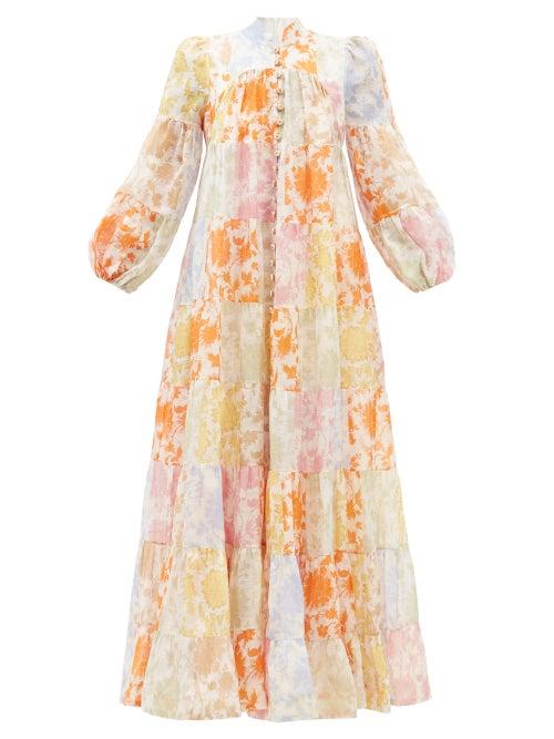 Zimmermann - Postcard Floral-print Linen-blend Dress - Womens - Multi