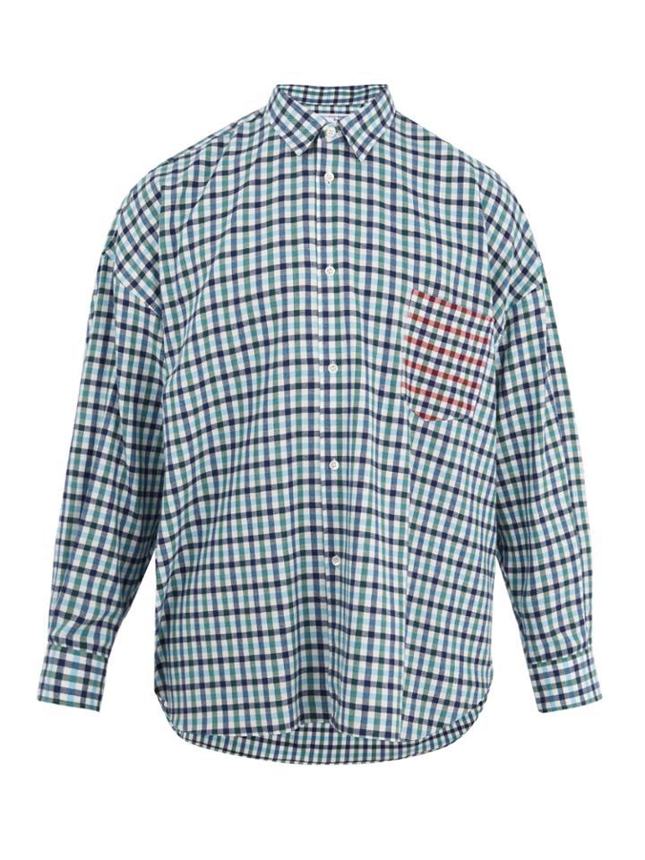 Comme Des Garçons Shirt Checked Patch-pocket Cotton-flannel Shirt