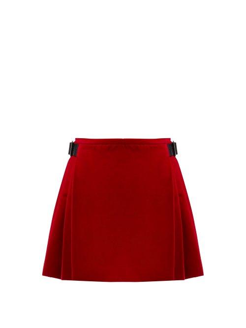 Matchesfashion.com Christopher Kane - Crystal Embellished Cotton Blend Velvet Skirt - Womens - Red