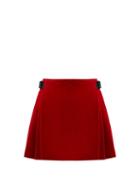 Matchesfashion.com Christopher Kane - Crystal Embellished Cotton Blend Velvet Skirt - Womens - Red