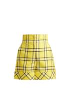 Matchesfashion.com Sara Battaglia - High Waisted Checked Wool Shorts - Womens - Yellow Multi
