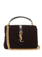 Saint Laurent Collge Medium Quilted-velvet Cross-body Bag