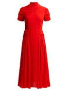 Matchesfashion.com Emilia Wickstead - Ariane High Neck Crepe Midi Dress - Womens - Red