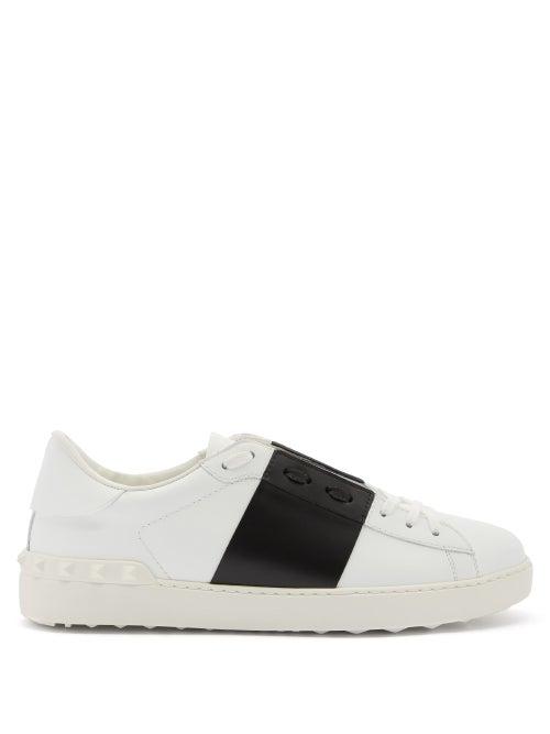 Matchesfashion.com Valentino Garavani - Open Stripe-panel Leather Trainers - Mens - White Black