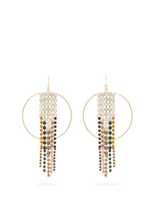 Matchesfashion.com Rosantica By Michela Panero - Sublime Crystal Embellished Tassel Hoop Earrings - Womens - Multi
