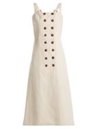 Matchesfashion.com Albus Lumen - Monica Cotton And Linen Blend Dress - Womens - Cream
