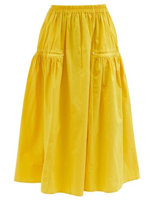 Toogood - The Harvester Drawstring Cotton-poplin Midi Skirt - Womens - Yellow
