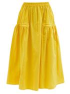 Toogood - The Harvester Drawstring Cotton-poplin Midi Skirt - Womens - Yellow